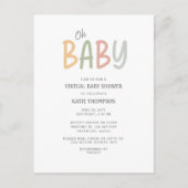 Einfache Pastel Oh Baby Virtual Baby Dusche Ankündigungspostkarte (Vorderseite)