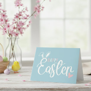 Einfache Pastel Pink & Blue Niedlich Happy Osterfe Feiertagskarte
