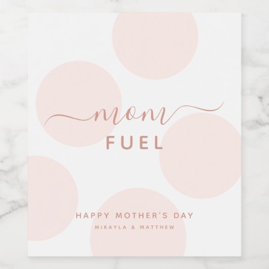 Einfache Pastel Pink Polka Dots Mum Fuel Weinetikett (Einzelnes Label)