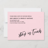 Einfache Pastel Rosa Neujahrsankündigung neuer Zuh Mitteilungskarte (Rückseite)