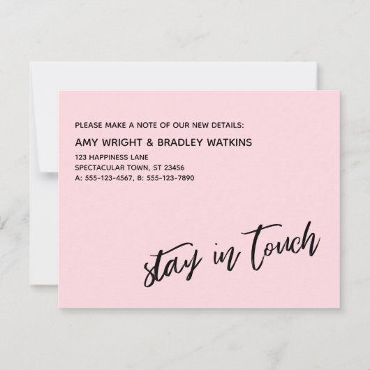 Einfache Pastel Rosa Neujahrsankündigung neuer Zuh Mitteilungskarte (Rückseite)