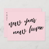 Einfache Pastel Rosa Neujahrsankündigung neuer Zuh Mitteilungskarte (Vorne/Hinten)