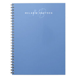 Einfache Pastell Blau-Minimalistisch-Monogramm-Bez Notizblock