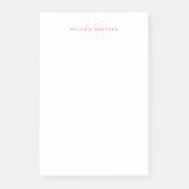 Einfache Pastell Blau-Minimalistisch-Monogramm-Bez Post-it Klebezettel