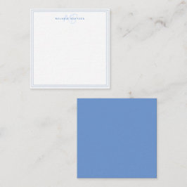 Einfache Pastell Blau Minimalistisch Monogramm Zwe Mitteilungskarte