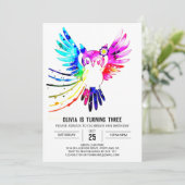 Einfache Pastell Digital Owl Geburtstag Einladung (Stehend Vorderseite)