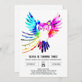 Einfache Pastell Digital Owl Geburtstag Einladung (Vorne/Hinten)