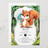 Einfache Pastelle Eichhörnchen Geburtstag Einladung (Vorne/Hinten)