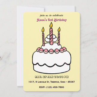 Einfache Pastelle Geburtstagskuchen mit Kerzen Einladung