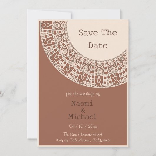 Einfache Pastelle Terracotta mit Spitzen Save the Einladung (Vorderseite)