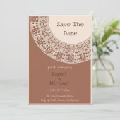 Einfache Pastelle Terracotta mit Spitzen Save the Einladung (Stehend Vorderseite)