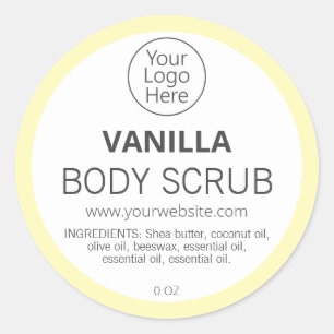 Einfache, pastellgelbe Vanilla-Logo-Labels Runder Aufkleber
