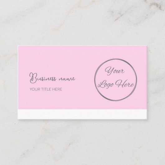 Einfache pastellrosa QR-Code feminin Visitenkarte (Vorderseite)