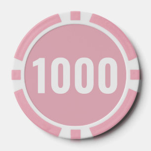 Einfache Pastellrosa Weiße Fette Zahl  Pokerchips
