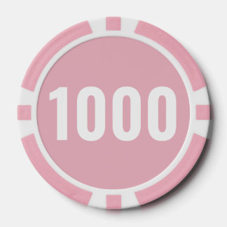 Einfache Pastellrosa Weiße Fette Zahl Pokerchips