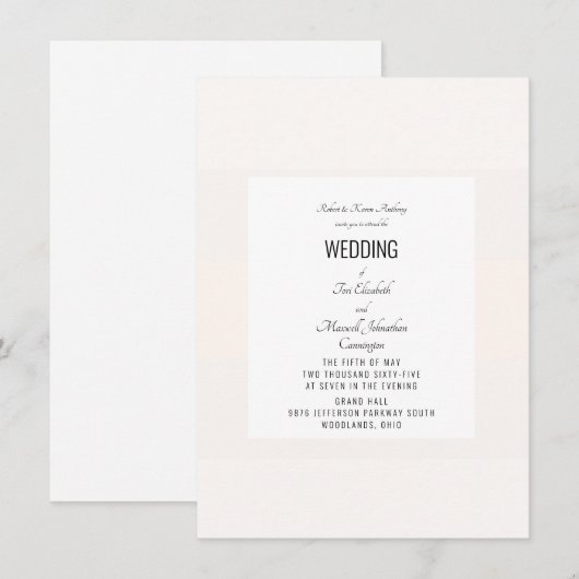 Einfache PastelWedding Einladung (Vorne/Hinten)