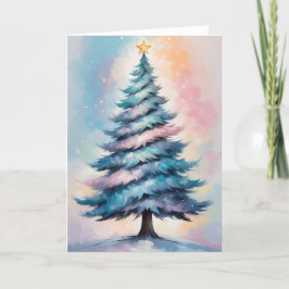 Einfache Pastelweihnachtsbaum mit Lila blauem Rosa Feiertagskarte