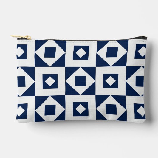 Einfache Patch Navy White Print Cut Nähen Klein Zubehörtasche (Vorderseite)