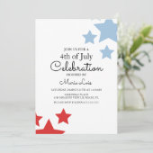 Einfache Patriotische 4. Juli Stars Streifen Veran Einladung (Stehend Vorderseite)