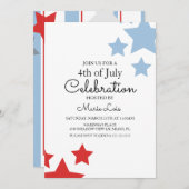 Einfache Patriotische 4. Juli Stars Streifen Veran Einladung (Vorne/Hinten)