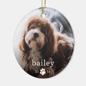 Einfache Paw Print Dog Foto Weihnachten Keramik Ornament (Links)