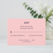 Einfache Peach Custom Wedding RSVP Karte (Stehend Vorderseite)