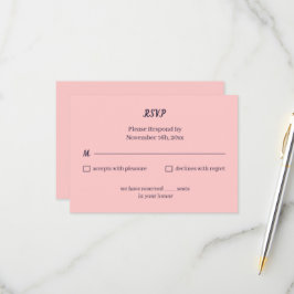 Einfache Peach Custom Wedding RSVP Karte