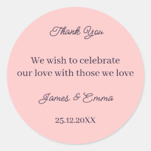 Einfache Peach Custom Wedding Runder Aufkleber