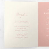 Einfache Peach Moderne Hochzeit Dreifach Gefaltete Einladung (Innen Erste Seite)