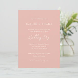 Einfache Peach Moderne Hochzeit Einladung