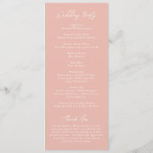 Einfache Peach Moderne Hochzeit Programm (Rückseite)
