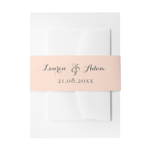 Einfache Peach Monogram Names Wedding Einladungsbanderole