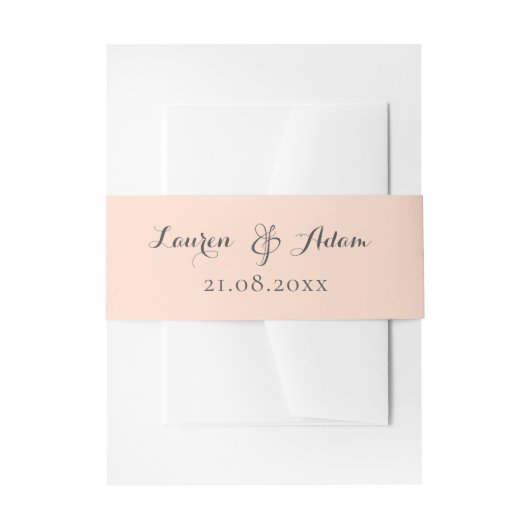 Einfache Peach Monogram Names Wedding Einladungsbanderole (Vorderseite Beispiel)