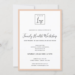 EINFACHE PEACH PINK BLUSH LOGO WORKSHOP GALA EVENT EINLADUNG