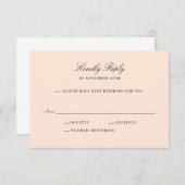 Einfache Peach RSVP Card Antwortkarte (Vorne/Hinten)