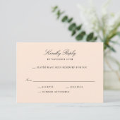 Einfache Peach RSVP Card Antwortkarte Karte (Stehend Vorderseite)