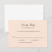Einfache Peach RSVP Card Antwortkarte Karte (Vorne/Hinten)
