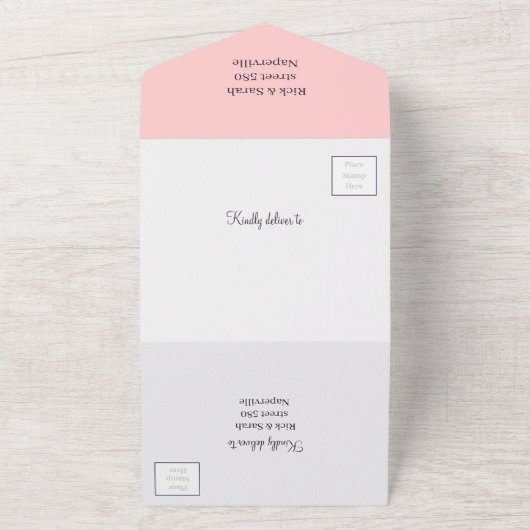 Einfache Peach Save the Date angepasst All In One Einladung (Außenbereich)