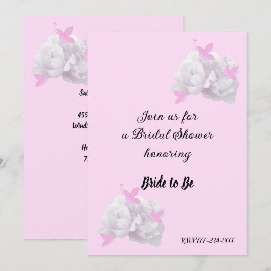 Einfache Peony Bridal Dusche Einladung (Vorne/Hinten)