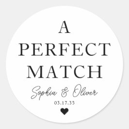 Einfache, PERFEKTE Übereinstimmung Herz Hochzeit M Runder Aufkleber