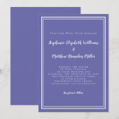 Einfache Periwinkle Blue & White Wedding Minimalis Einladung (Vorne/Hinten)