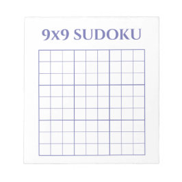 Einfache Periwinkle und weiße 9x9-Sudoku-Vorlage Notizblock