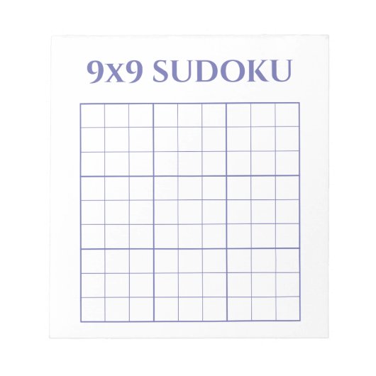 Einfache Periwinkle und weiße 9x9-Sudoku-Vorlage Notizblock (Vorderseite)