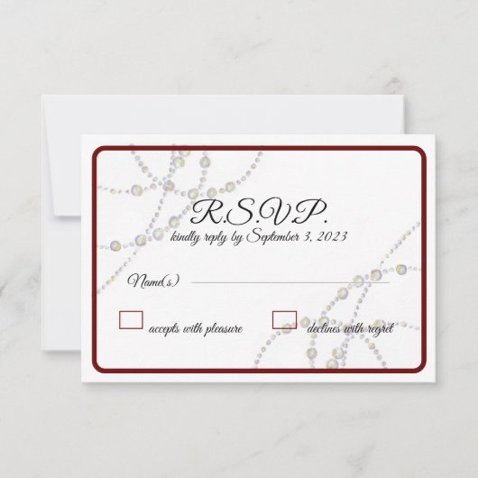 Einfache Perlen Hochzeitskarten RSVP Karte (Vorderseite)