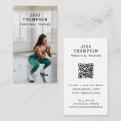 Einfache Personal Trainer Fitness Foto QR Code Visitenkarte (Vorne/Hinten)