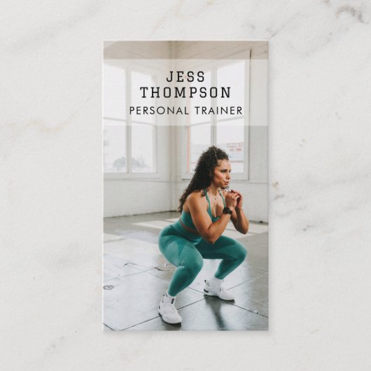 Einfache Personal Trainer Fitness Foto QR Code Visitenkarte (Vorderseite)