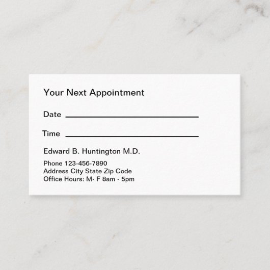 Einfache Personalausweise des Arztes Terminkarte (Vorderseite)