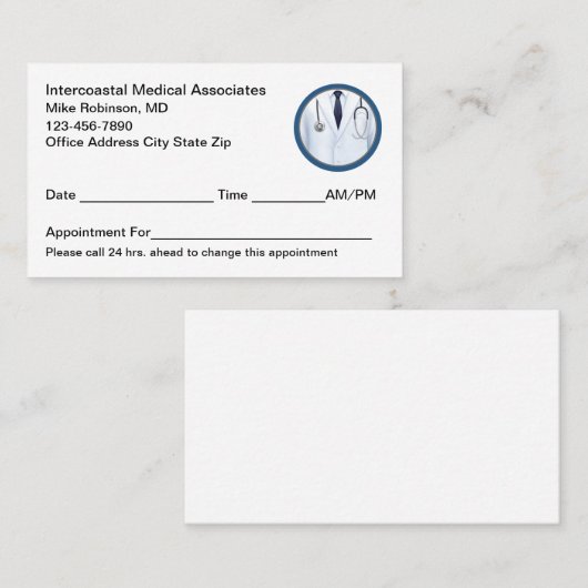 Einfache Personalausweise für Ärzte Terminkarte (Vorne/Hinten)