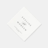 Einfache personalisierbare schwarze Hochzeitstypog Serviette (Ecke)