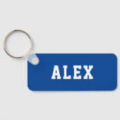 Einfache Personalisiert Blue School Rucksack-Bezei Schlüsselanhänger (Rückseite)